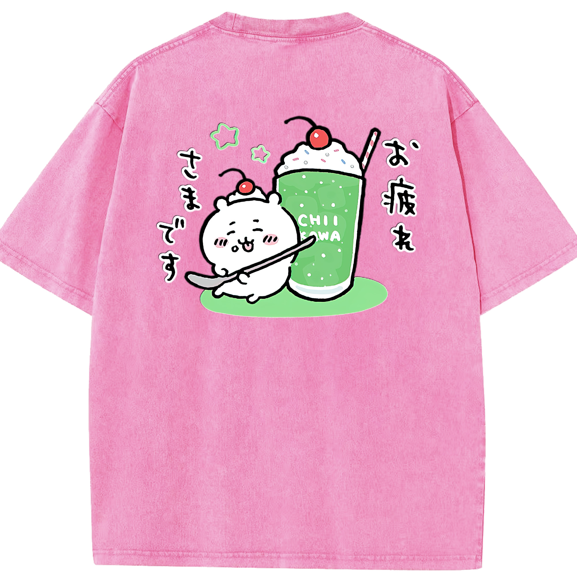（画像用） ちいかわ ちいかわ Chii-kawa chiikawa 綿100% ヴィンテージ風 半袖Tシャツ（背面プリント）
